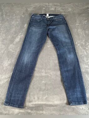 True Religion Halle Mid Rise Super Skinny Jeans Women 29 Blue Dark Wash